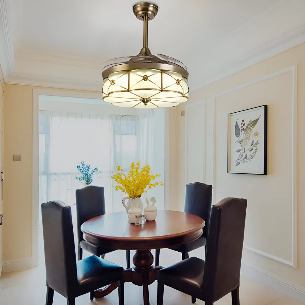 42 inch gold silent fan light with invisible blades and remote control