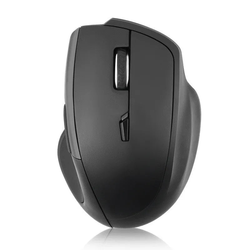 Black voice control wireless mouse with seven buttons and USB receiver.