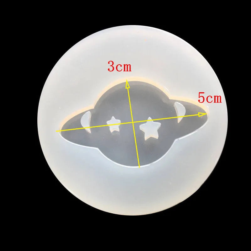 Silicone epoxy mould for making a 6.5cm Full Mirror Planet ornament with a flat base.