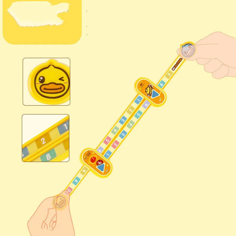 Yellow plastic cartoon digital resolution ruler for children, measuring 24.5 cm