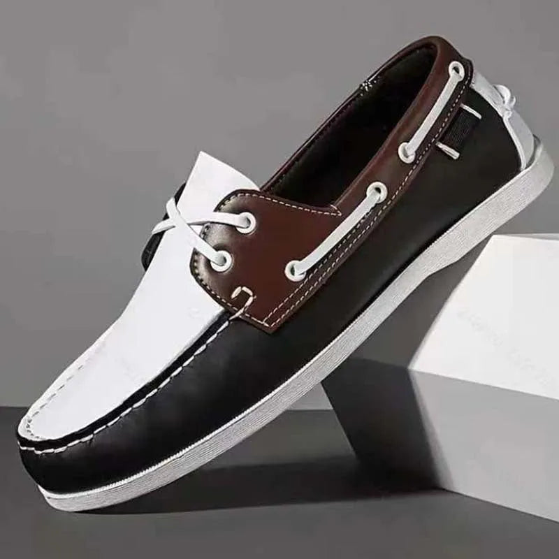 Men's casual shoes with artificial PU upper and flat heel in four colour options