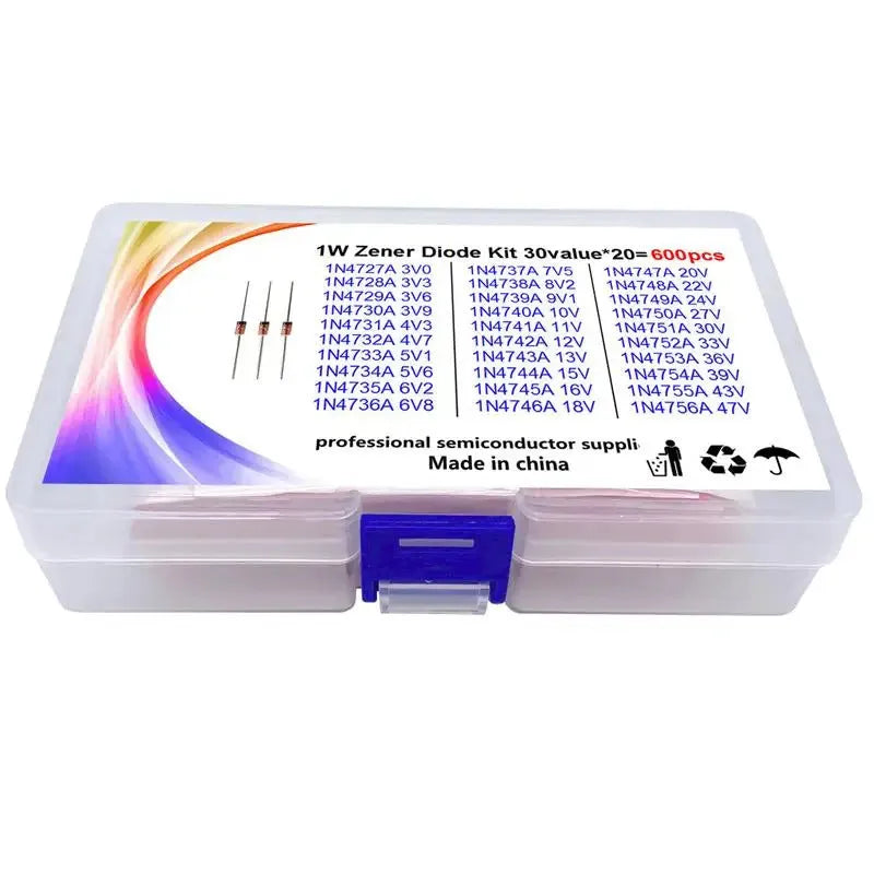 1W Zener diode in boxed package with 50V reverse breakdown voltage for circuit protection