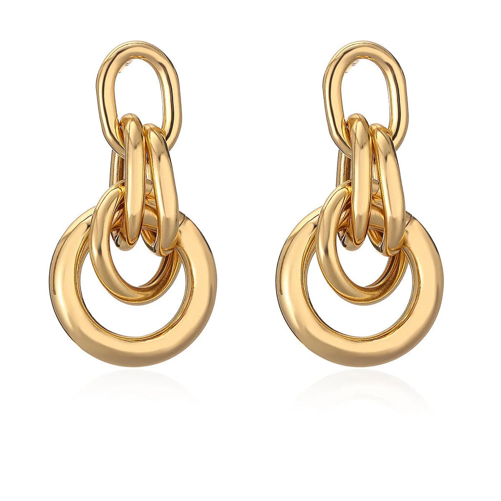 Gold geometric irregular-shaped earrings for women made from copper material