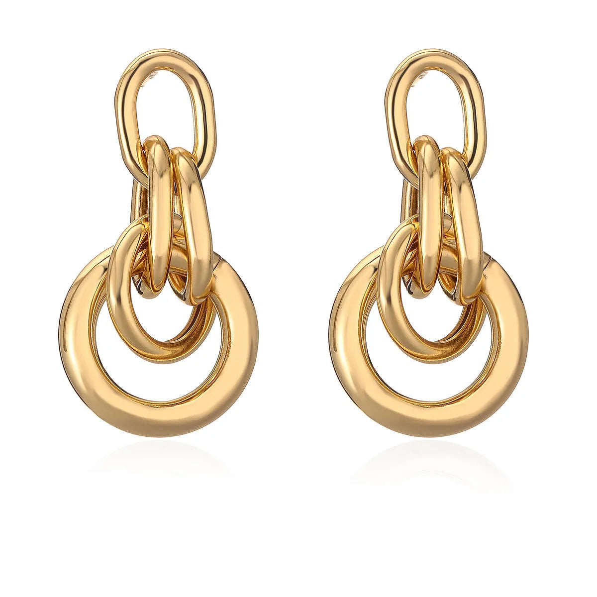 Gold geometric irregular-shaped earrings for women made from copper material