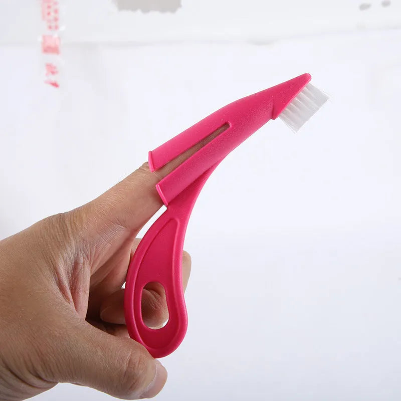 Pet finger toothbrush with soft silicone bristles and finger-sleeve design, red and white colors, for dog and cat dental cleaning
