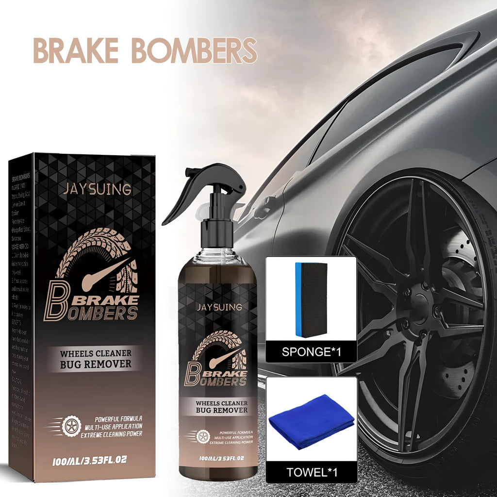 Car brake cleaner kit containing 100ml rust removal cleanser bottle, cleaning sponge, and microfibre cloth for disc maintenance