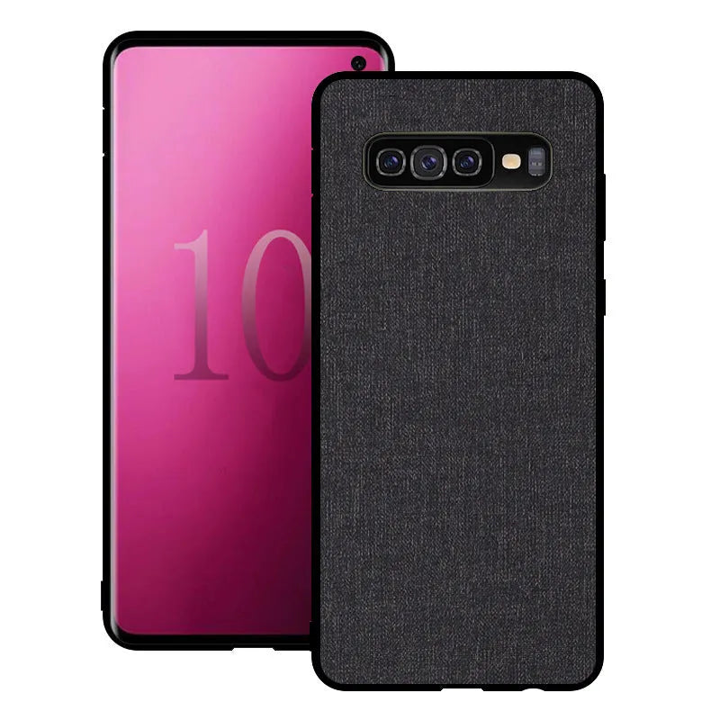 Canvas textured Samsung Galaxy phone case in multiple colours showing TPU and PC construction