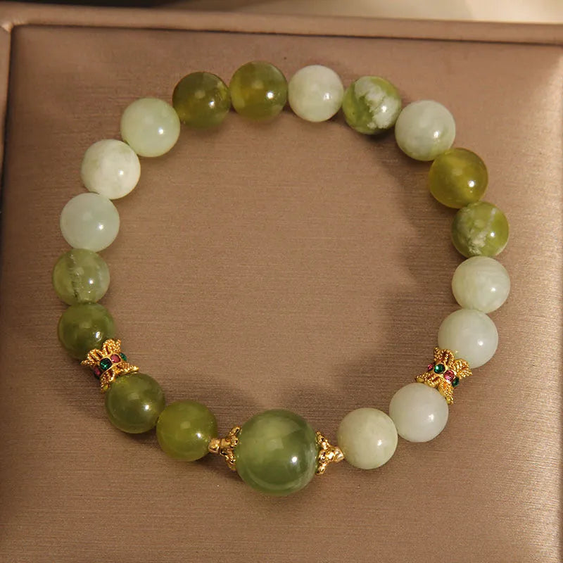 Xiuyan jade green women's bracelet with adjustable 18-20cm length and smooth polished surface