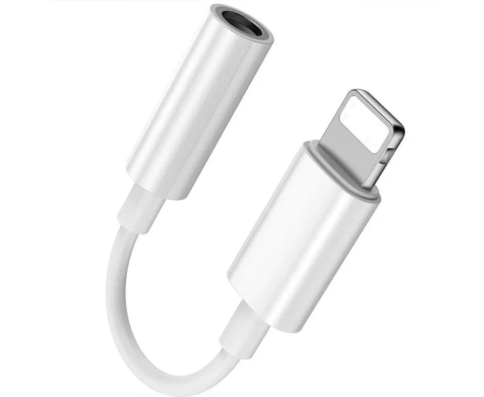 White Lightning to 3.5mm audio adapter for iPhone compatibility with gold-plated terminals