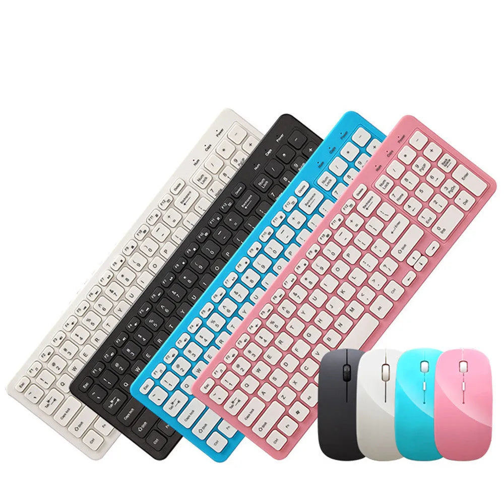 Wireless keyboard and mouse set in black showing crater structure keys and three-speed DPI mouse with USB receiver