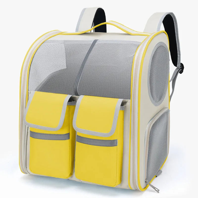 Canvas pet trolley bag with pull rod for pets up to 7.50kg in yellow, blue, or black