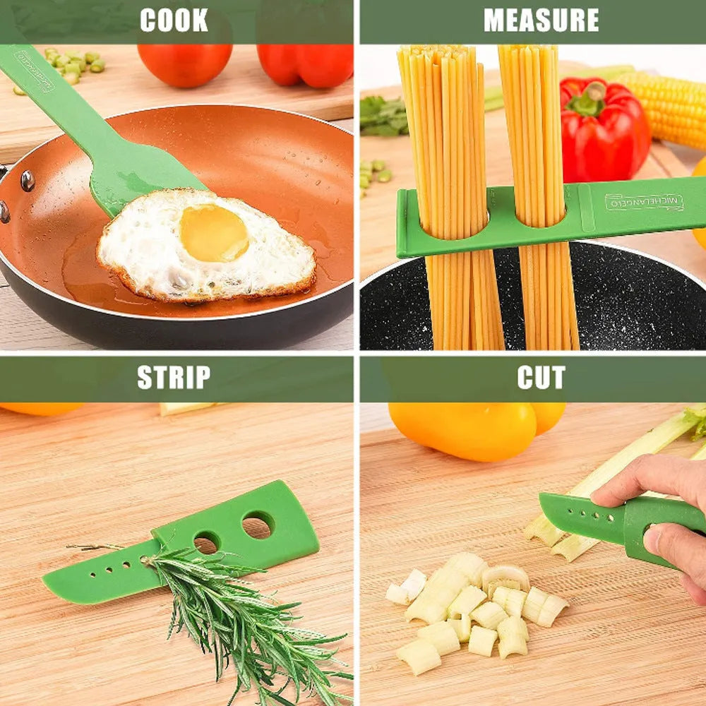 Multifunction kitchen spoon set with plastic shovel and spaghetti spoon for cooking tasks