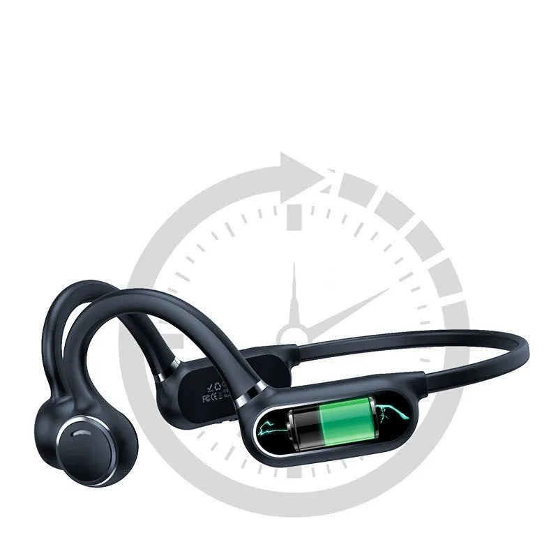 Black air conduction Bluetooth earphone with titanium alloy wire frame and touch controls