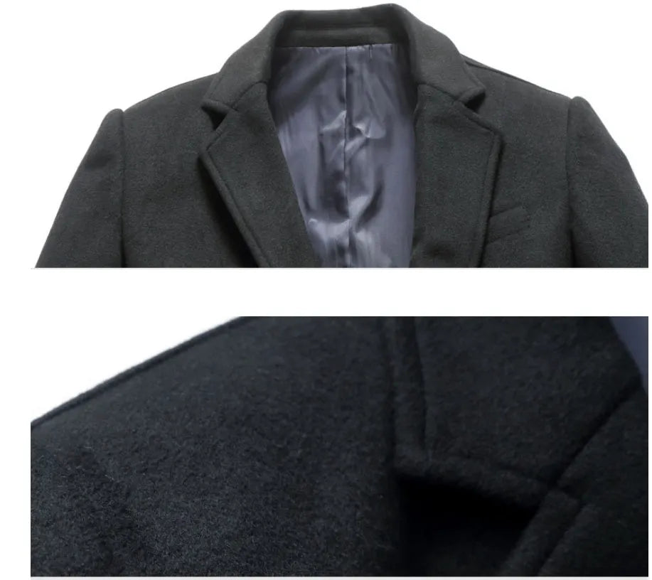 Woolen jacket in black or grey, woolen cloth outerwear available in sizes M to XXXL