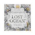 Lost Ocean colouring book with 24 marine illustrations, spiral bound, 25 cm by 25 cm, with 12 coloured pencils