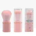 Retractable single head powder blusher brush with artificial fibre bristles, 7cm total length, Black or Pink