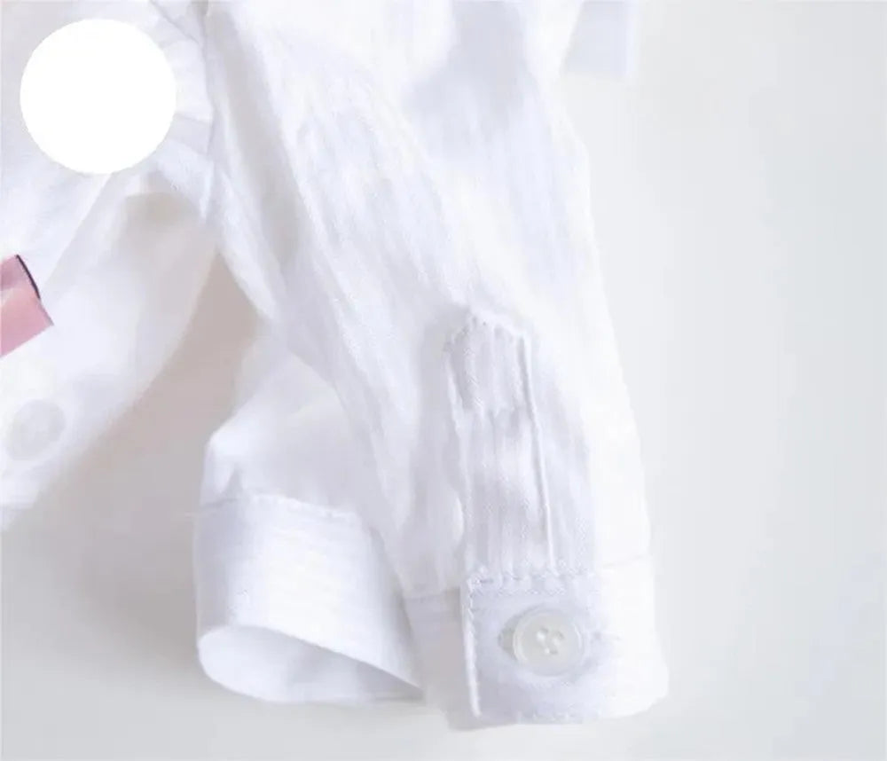 White formal autumn and winter pet shirt for dogs and cats, sizes 2XS to 3XL, cloth and shirt lining