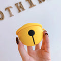 Yellow bell-shaped silicone protective case for AirPods 1st and 2nd generation with a keyring hole.