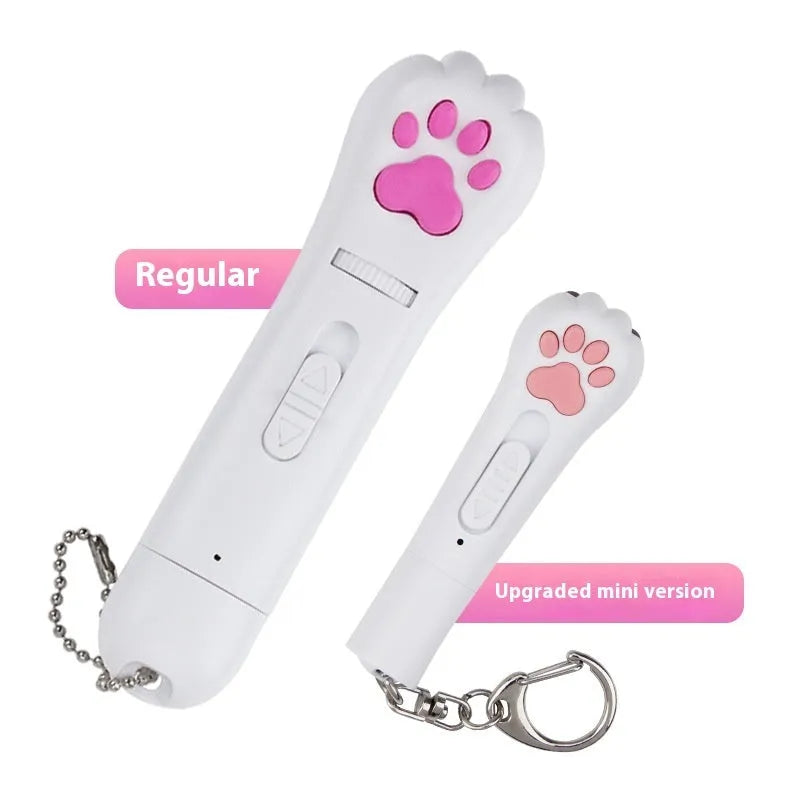 Plastic infrared cat teasing stick with rotating light, showing blue colour option