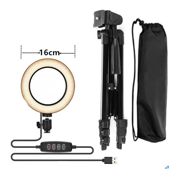Adjustable live phone stand extended to 110 cm with phone in holder on tripod base