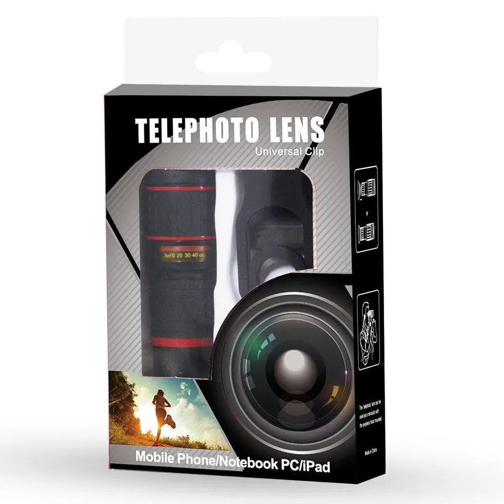 20x mobile phone telescope with universal clip and optical glass lenses for smartphone camera enhancement