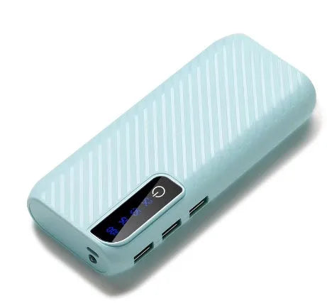 20000mAh portable mini power bank measuring 142x64x23mm with dual USB outputs for charging two devices simultaneously