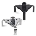 Flat three-jaw filter wrench with telescopic jaws 53mm to 108mm, matte finish, for 1/2DR or 13/16 knob
