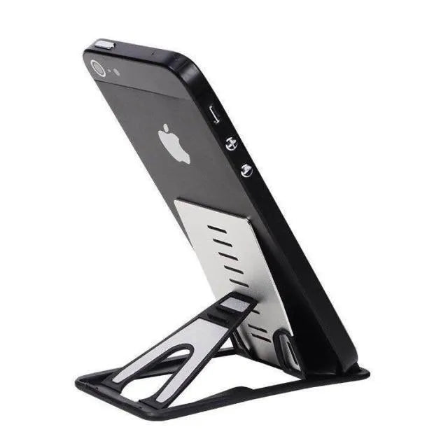 Black desktop phone holder with suction cup base showing adjustable bracket for smartphones