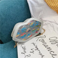 Girl's PU coin purse with zip opening, 125cm shoulder strap, and compact 17cm upper width