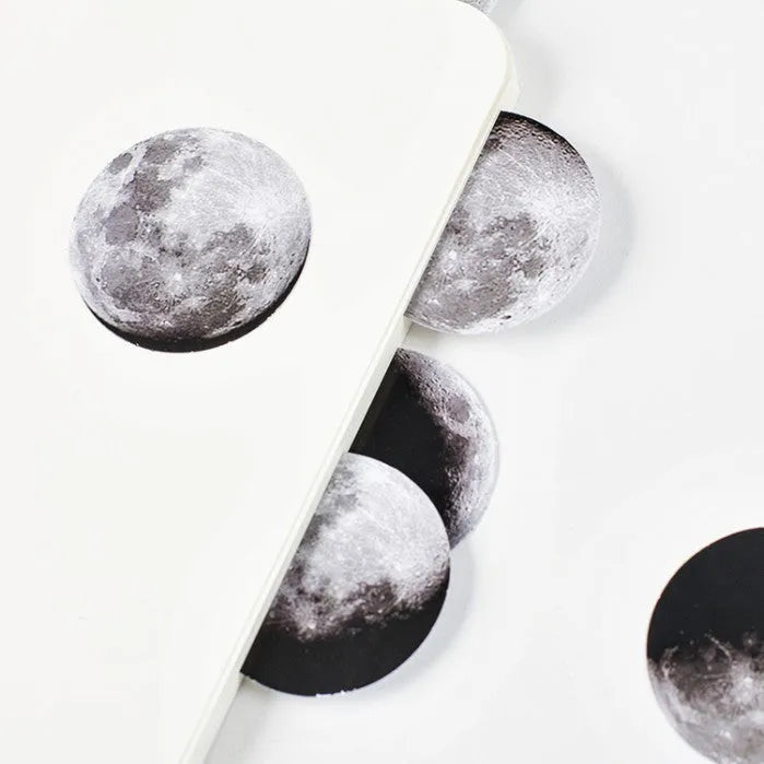 Black moon phase and calendar planet decorative stickers on a sheet, 45 pieces for planners