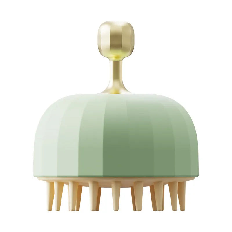 Green dog washing massage brush with drain holes, 95mm size, for pet baths