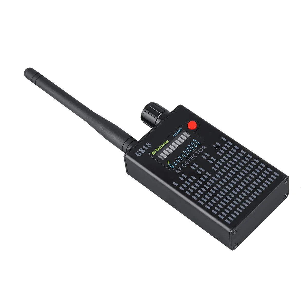 Black aluminium alloy G318 camera detector with 102mm length, 52.5mm width, 21.5mm thickness dimensions
