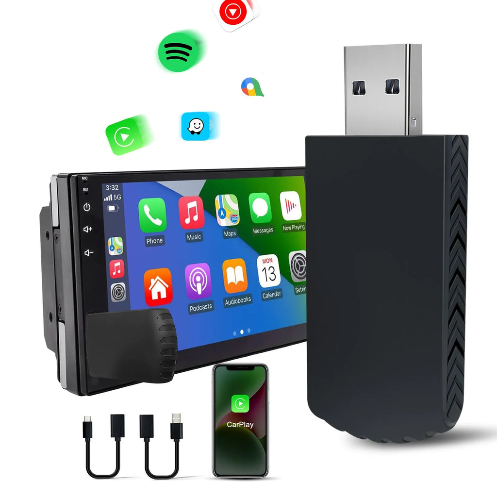 Wireless CarPlay adapter box, ABS PC, 40x20x12mm, for 2017+ cars with factory wired CarPlay