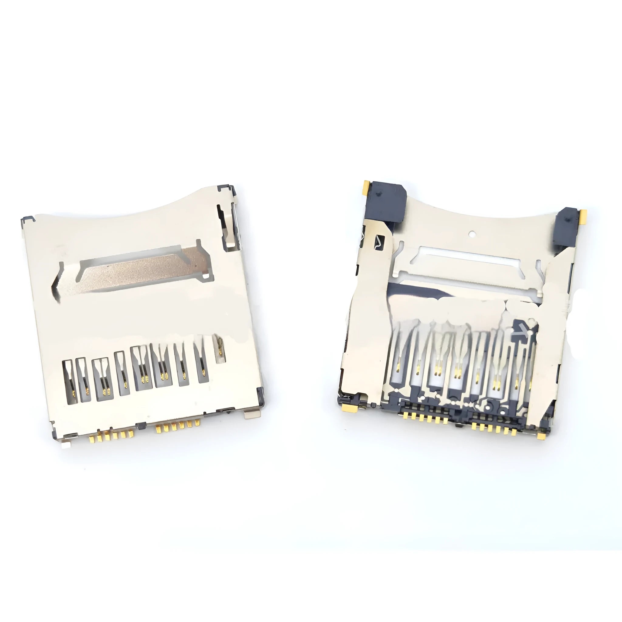 Alloy camera memory card slot replacement part showing high-foot and low-foot colour options