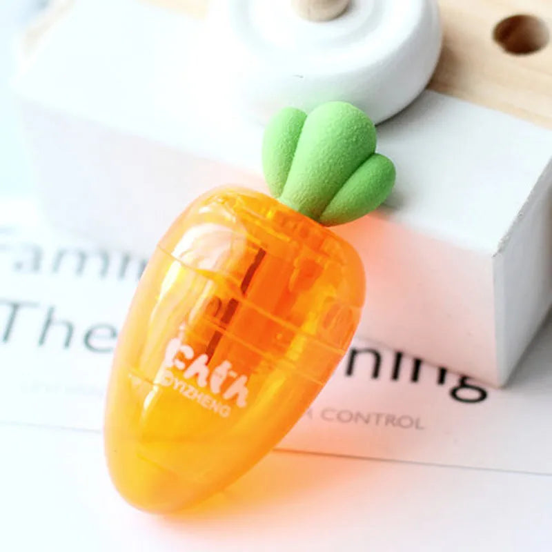 Orange carrot-shaped pencil sharpener YZ1577 with no-blade safety design