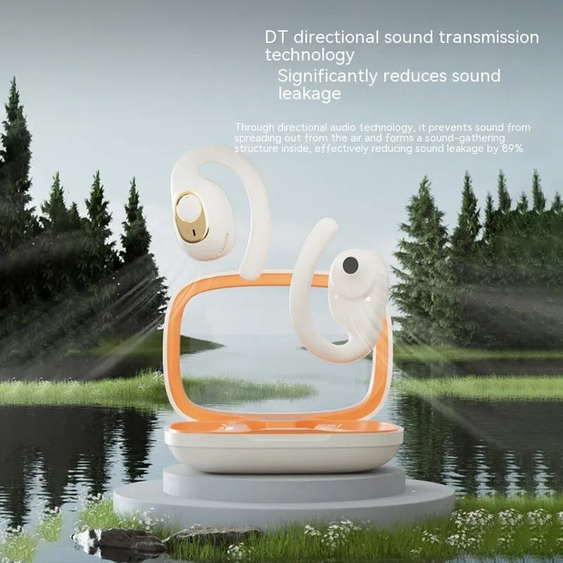 Bluetooth sports headset with ear hook, digital display, black or ivory white, silicone plastic.