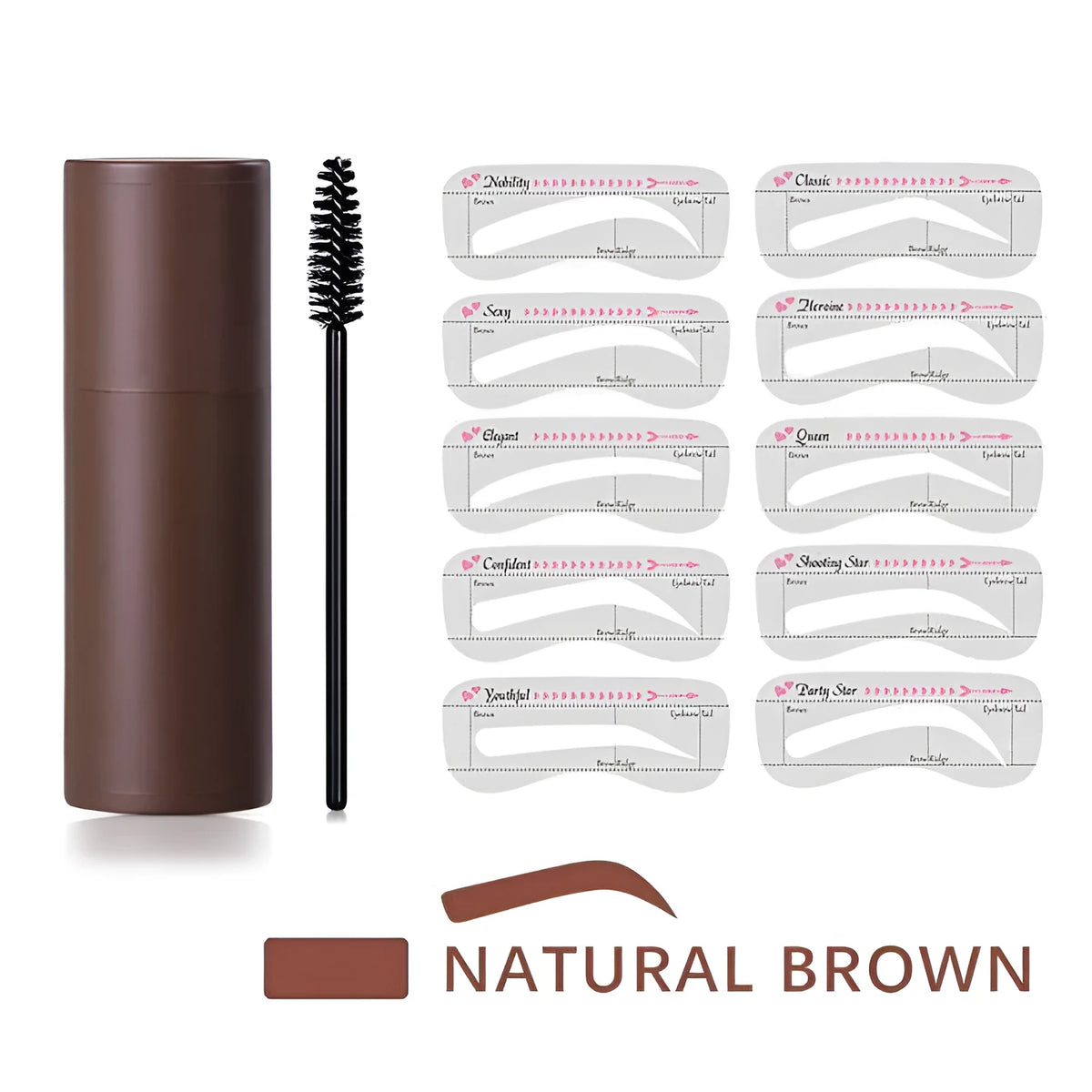 Hairline trimming powder and eyebrow powder in light, natural and dark brown shades, one unit per pack