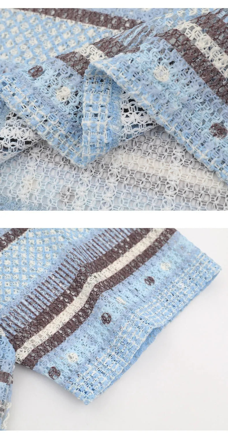 Men's printed casual shirt with loose fit and short sleeves in yellow or blue