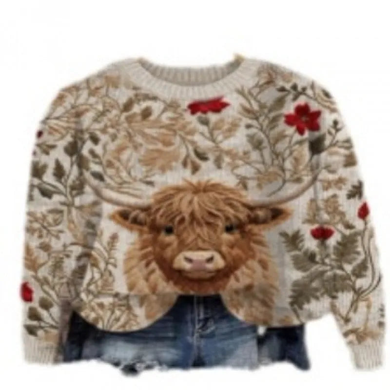 Little Flower digital printed round neck sweater in floral pattern, available in multiple colours and sizes up to 4XL