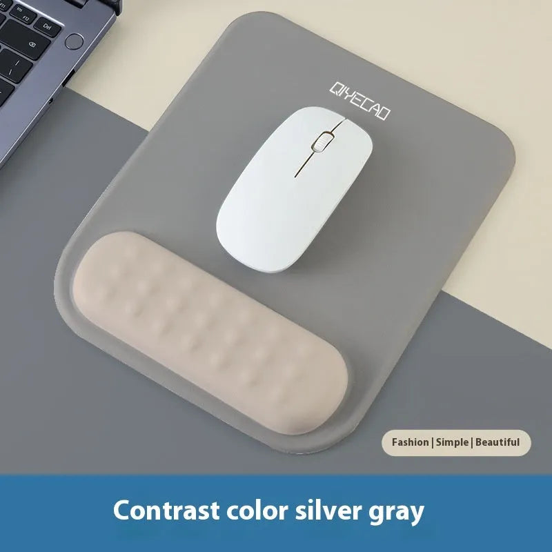 Ergonomic mouse pad with gel wrist support in mint green colour, showing 240x220mm work surface