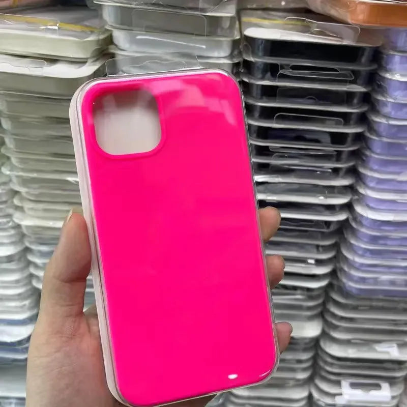 All-inclusive liquid silicone phone case for Apple iPhone, frosted finish, available in six colours