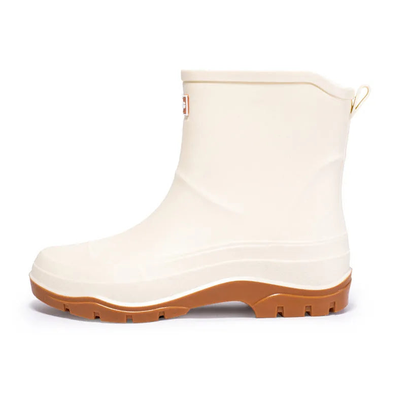 Women's waterproof rubber ankle boots with non-slip soles in multiple colour options