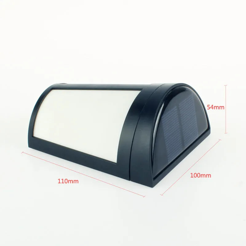 Solar wall lamp with 6 LED lights and IP65 waterproof rating for outdoor garden and courtyard lighting