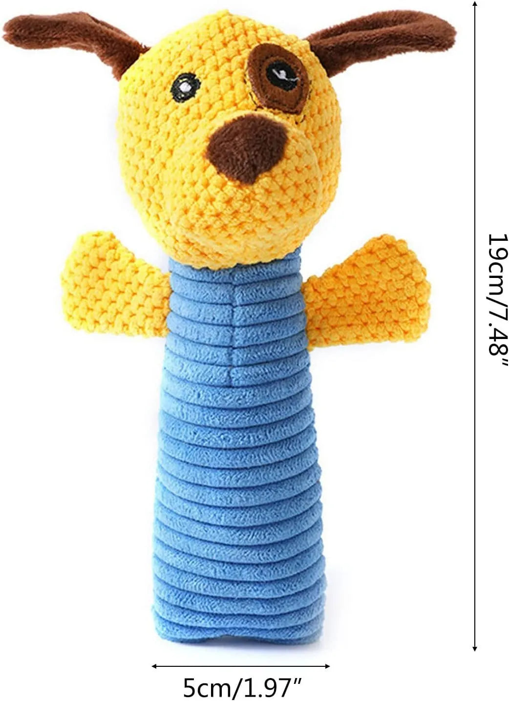 19cm plush dog chew toy in animal shape with dental cleaning textures for plaque reduction