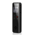 Black zinc alloy USB flash drive voice recorder and MP3 player shown next to its USB cable.