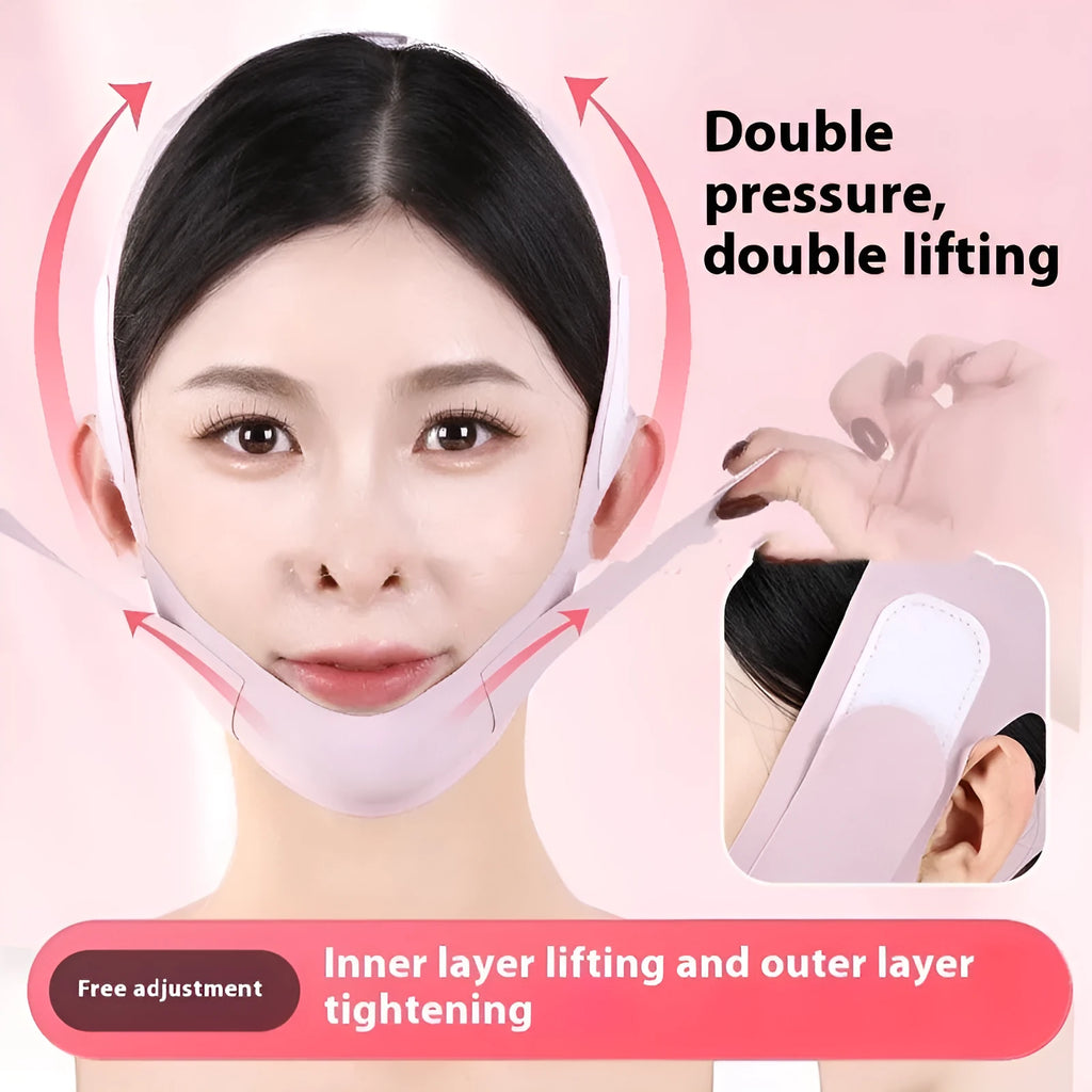 Green and purple lightweight V face shaping mask for facial lifting and tightening.