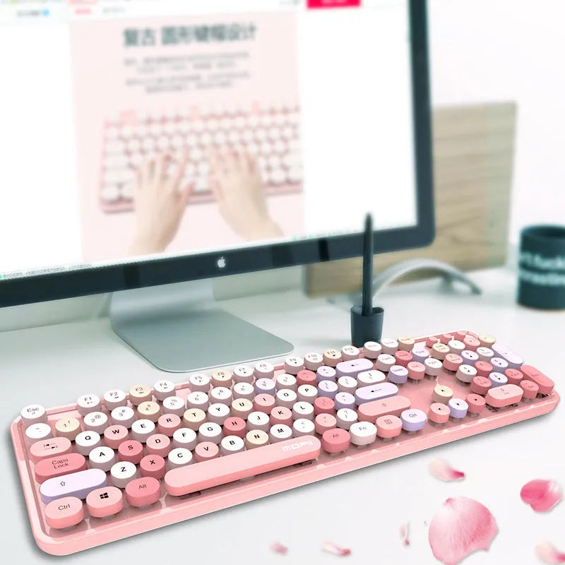 Wireless keyboard and mouse set with USB receiver, 1600dpi mouse, multimedia keys, and waterproof keyboard support
