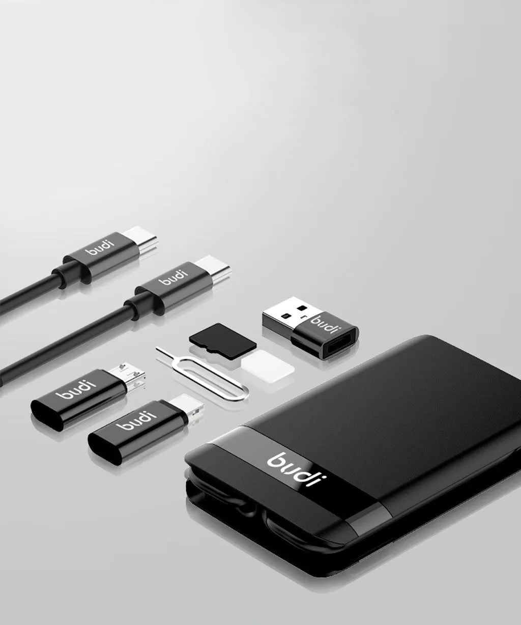 Black multi-function data line card package with 0.3m cable compatible with Apple iPhone devices