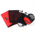 Red outdoor travel storage bag set with five organisers showing zipper closures and multiple internal pockets