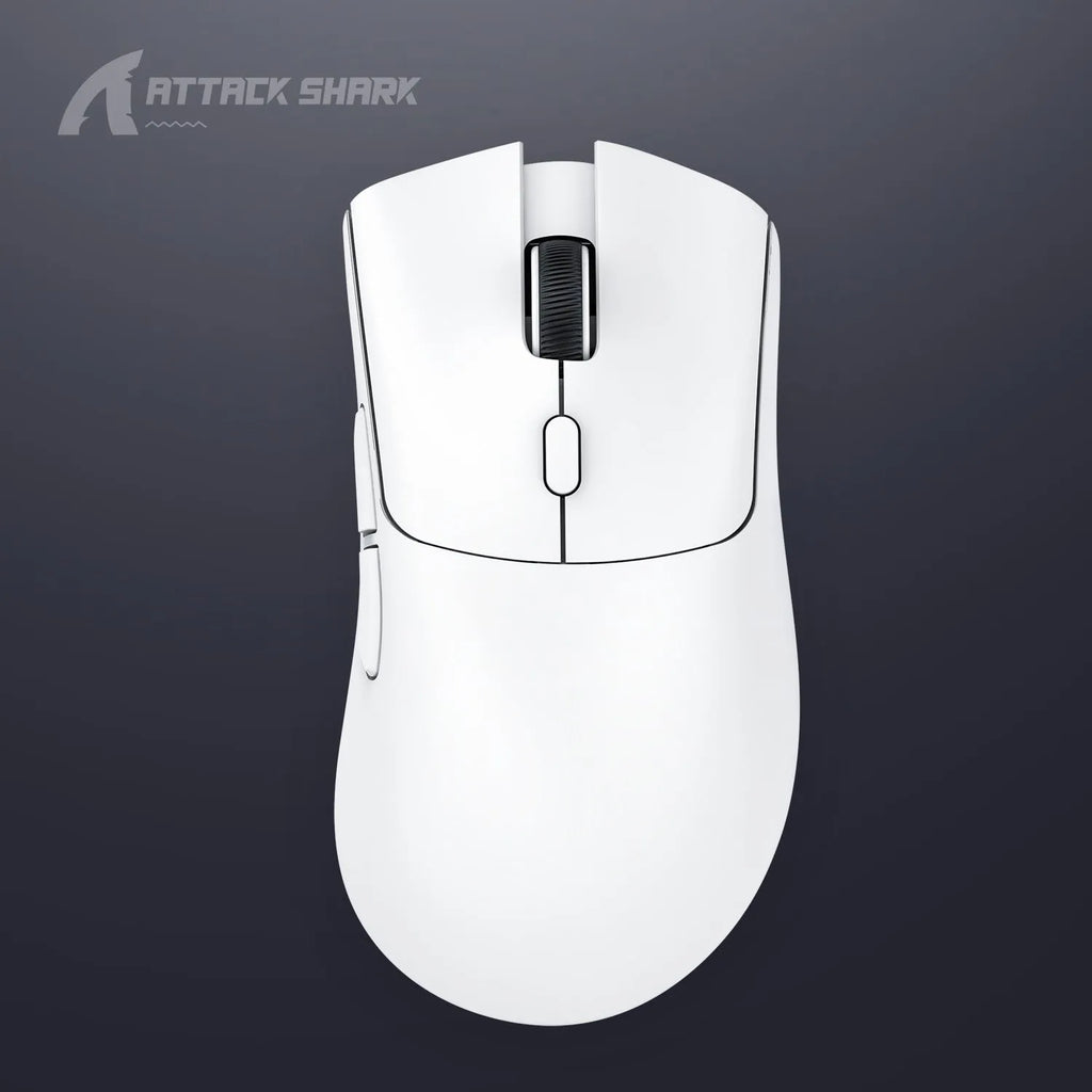 Attack Shark wireless Bluetooth mouse in black, red, or white with three connection modes and self-charging design